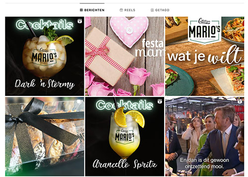 Online marketing support Mario's Caffetteria Instagram